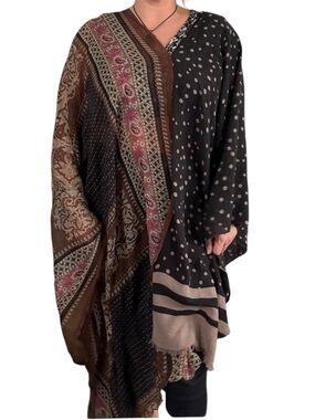Up-cycled Boho Mixed-Print Polka Dot Shawl Wrap by JILpeaces